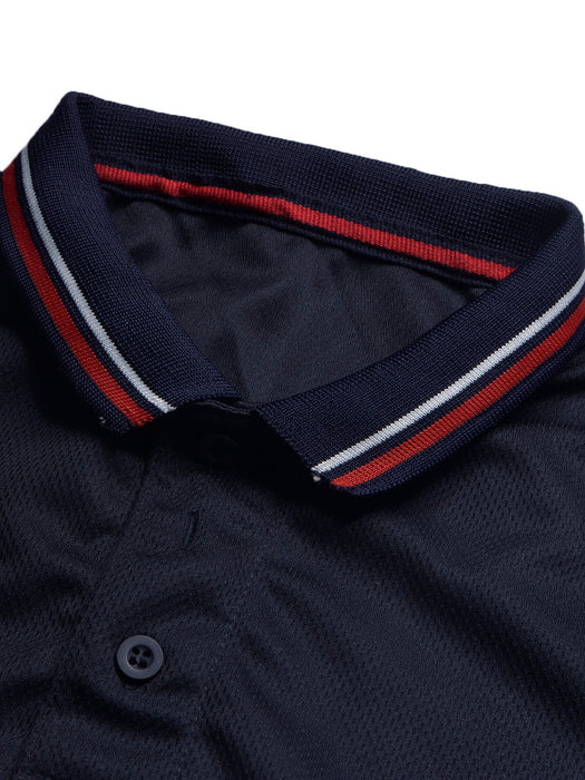 LV Summer Active Wear Polo Shirt For Men-Navy with White & Light Taupe Panels-BR13919