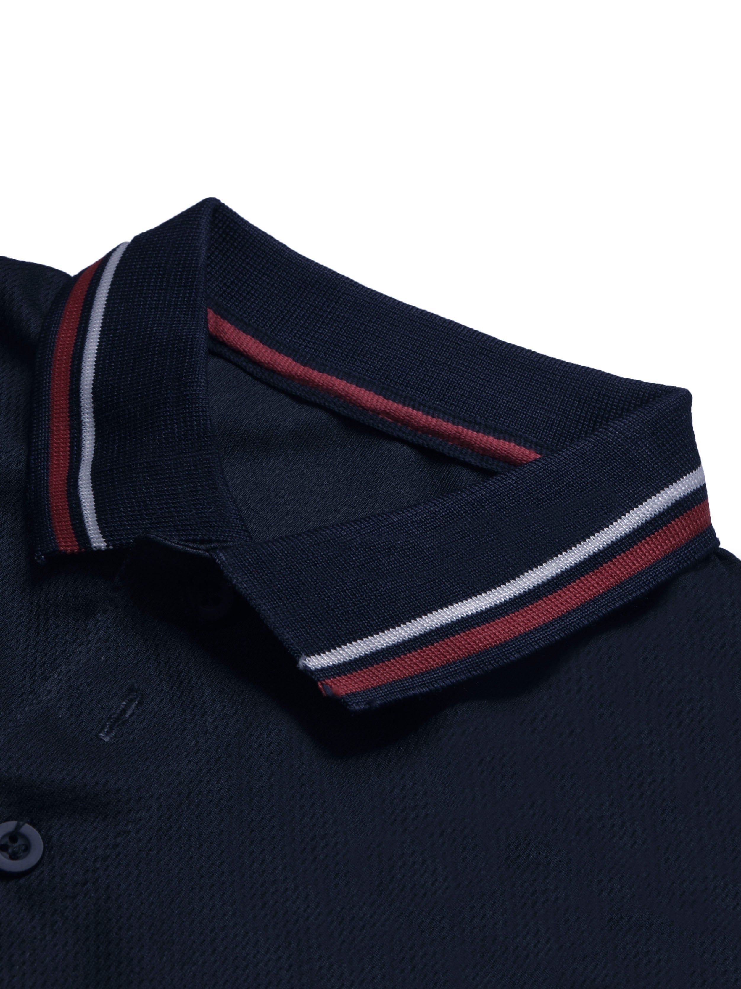 LV Summer Dry Fit Polo Shirt For Men-Navy with White & Orange Panels-BR13922