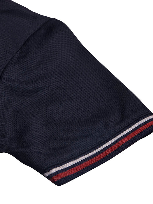 LV Summer Active Wear Polo Shirt For Men-Navy with White & Orange Panels-BR13922