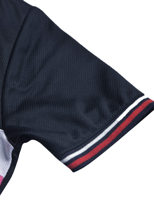 LV Summer Active Wear Polo Shirt For Men-Navy with White & Pink Panels-BR13917