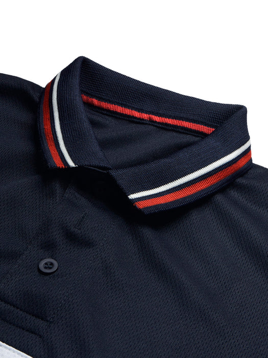 LV Summer Active Wear Polo Shirt For Men-Navy with White & Sky Panel-BR13913