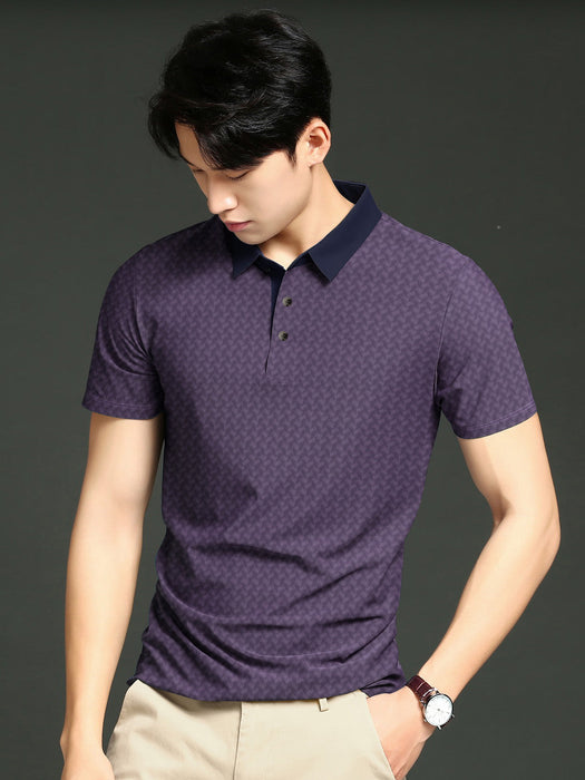 LV Summer Active Wear Polo Shirt For Men-Purple with Texture-BR13903