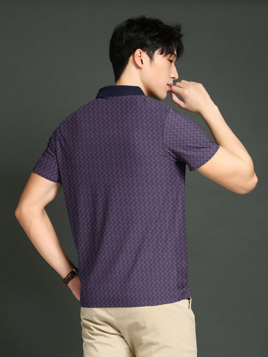 LV Summer Active Wear Polo Shirt For Men-Purple with Texture-BR13903