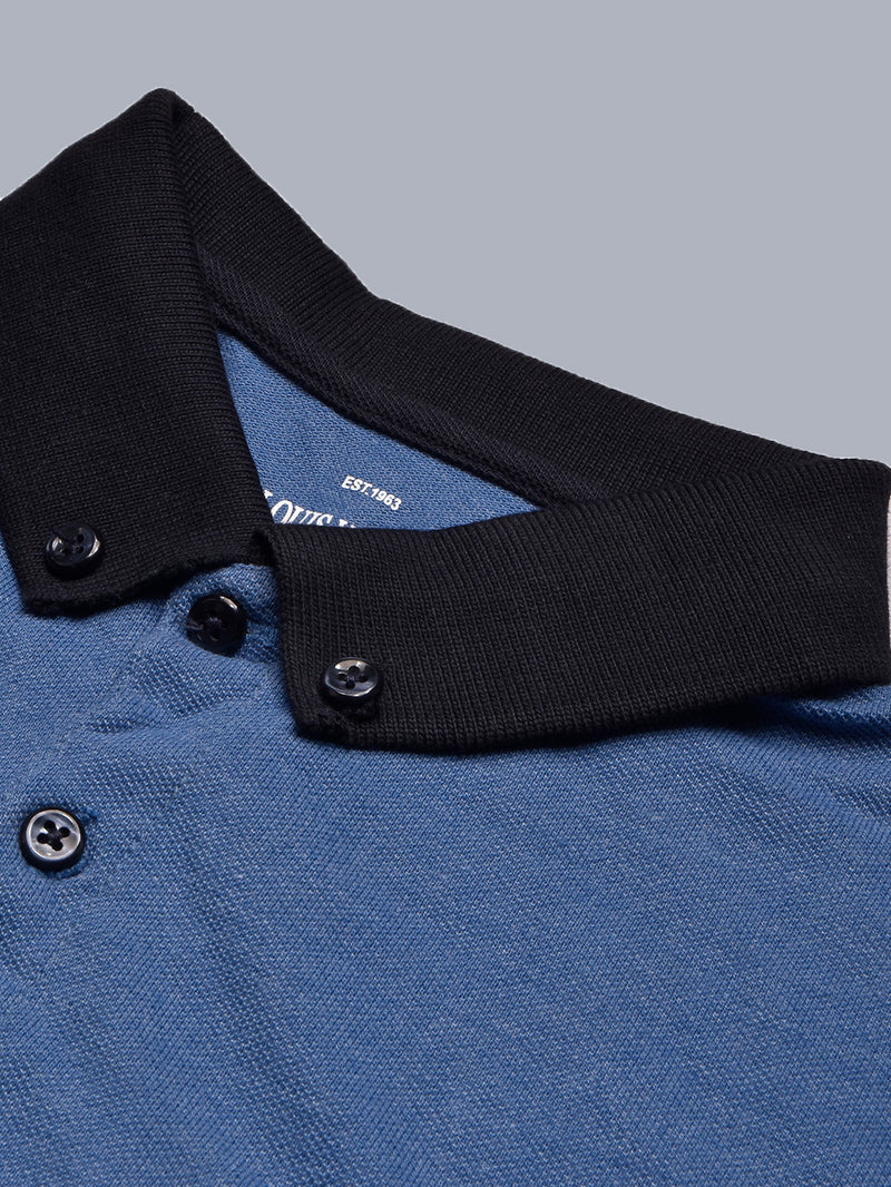 Summer Polo Shirt For Men-Blue Melange-BR13035
