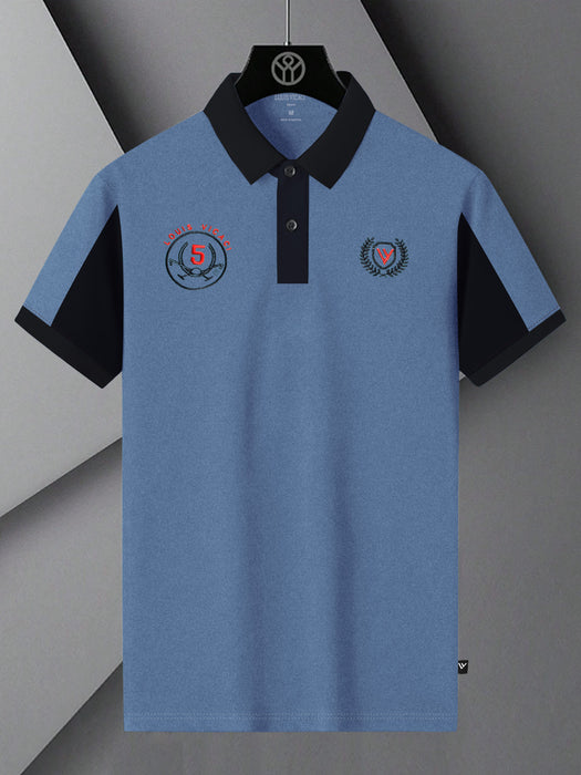 LV Summer Polo Shirt For Men-Blue Melange & Dark Navy-BR13099