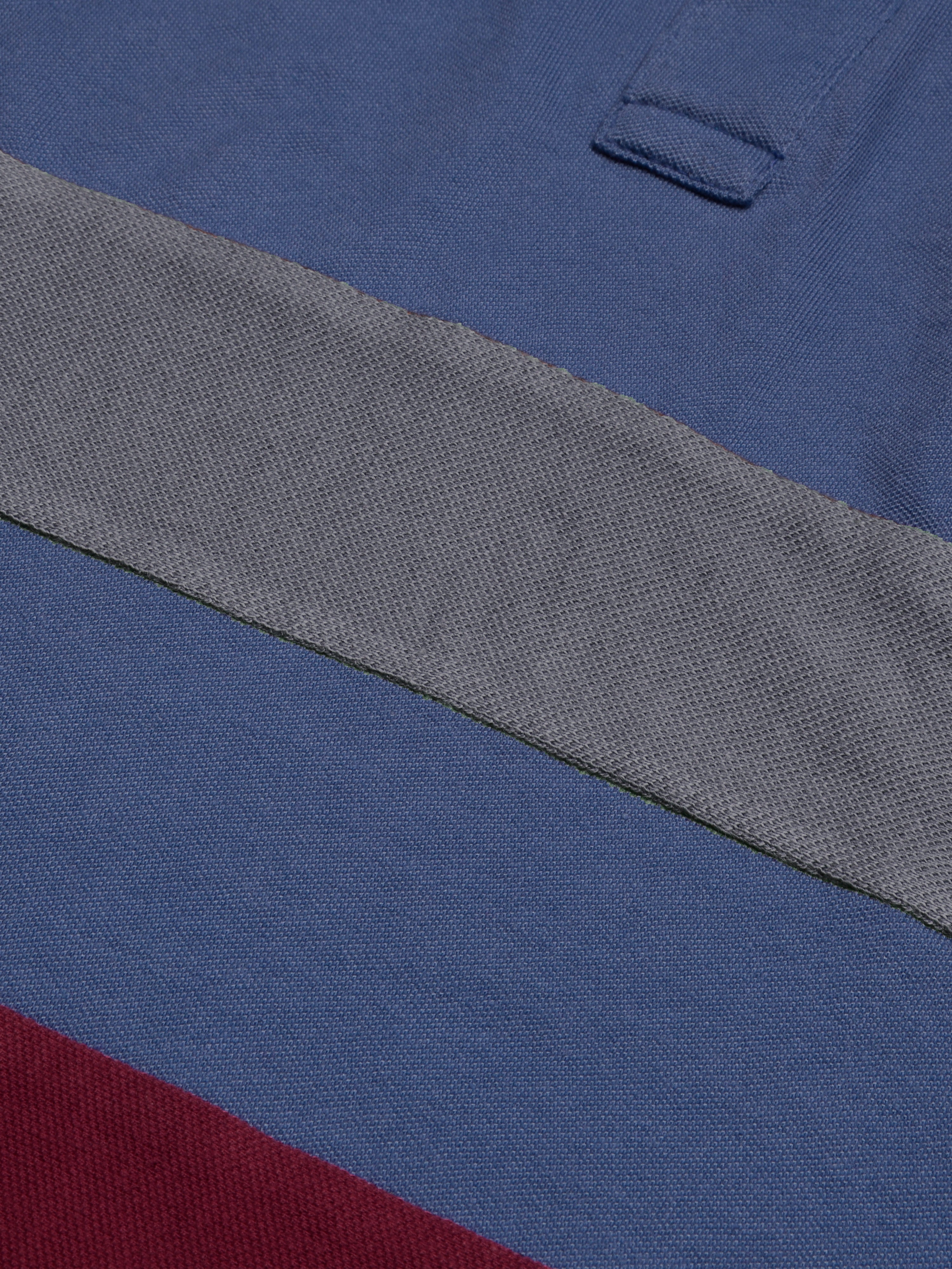 Summer Polo Shirt For Men-Blue with Maroon & Navy Melange Panel-BR13077