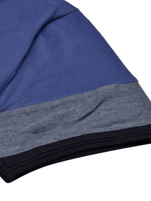 LV Summer Polo Shirt For Men-Blue with Maroon & Navy Melange Panel-BR13077