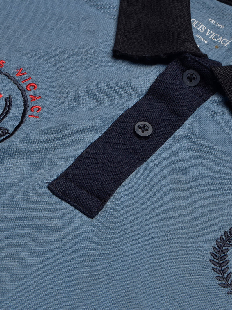 Summer Polo Shirt For Men-Bond Blue & Dark Navy-BR13088