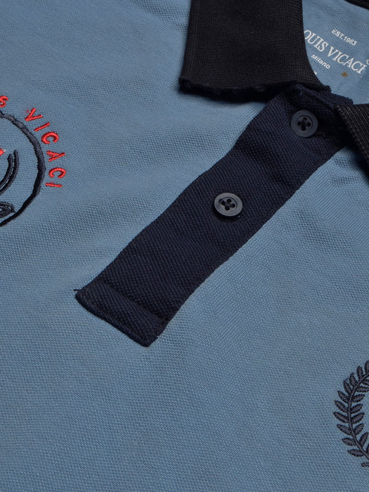 LV Summer Polo Shirt For Men-Bond Blue & Dark Navy-BR13088
