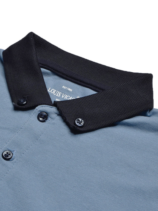 LV Summer Polo Shirt For Men-Bond Blue with Navy-BR13025