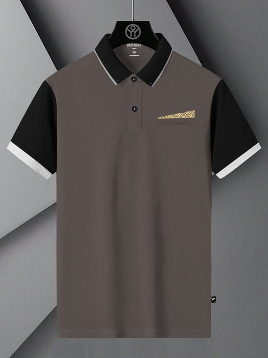 LV Summer Polo Shirt For Men-Brown with Black-BR13067