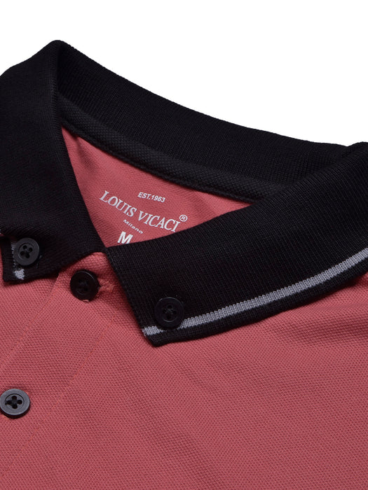 LV Summer Polo Shirt For Men-Carrot Red with Black-BR13015
