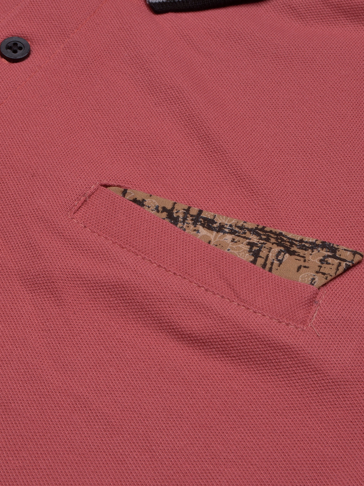 Summer Polo Shirt For Men-Carrot Red with Black-BR13015
