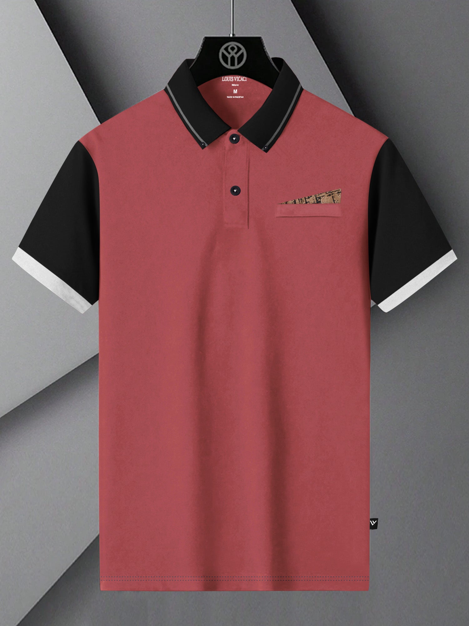 Summer Polo Shirt For Men-Carrot Red with Black-BR13015