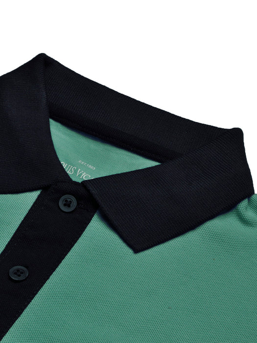 LV Summer Polo Shirt For Men-Cyan Green & Dark Navy-BR13096