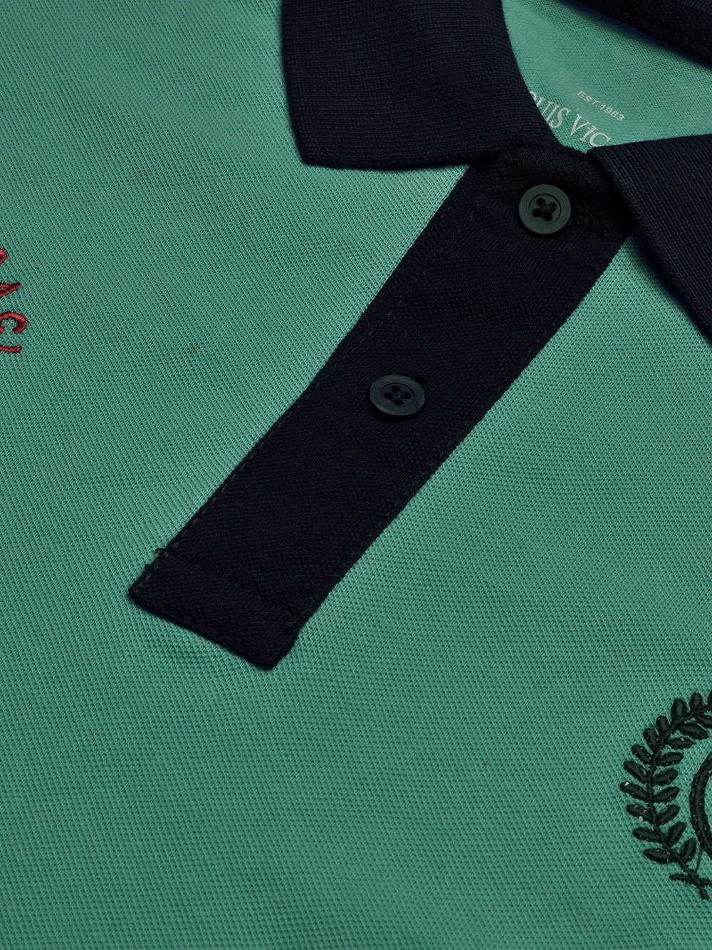 Summer Polo Shirt For Men-Cyan Green & Dark Navy-BR13096