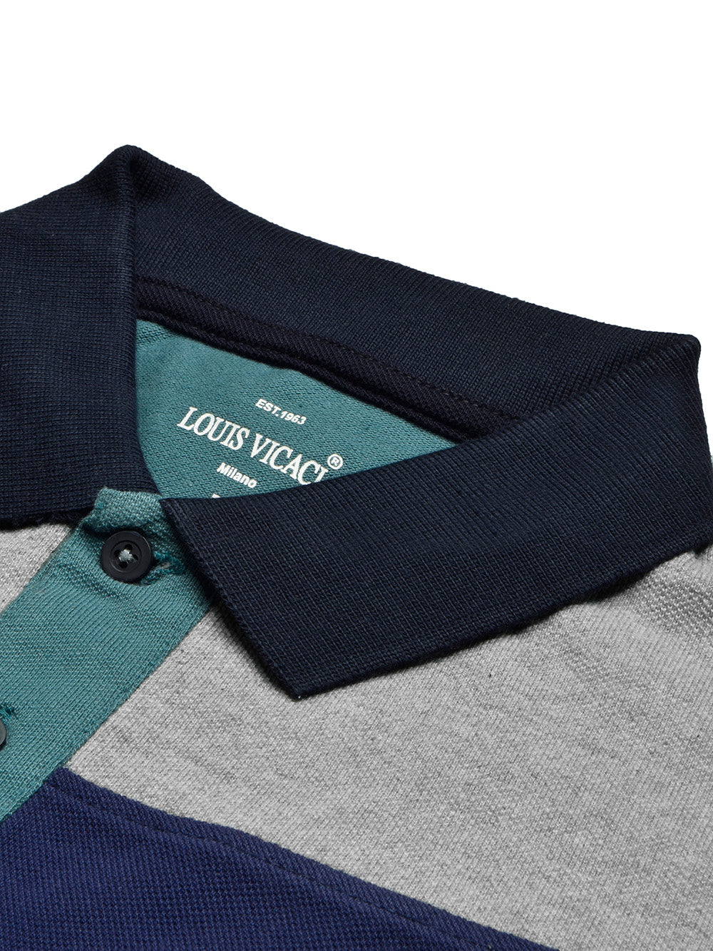 Summer Polo Shirt For Men-Cyan Green with Blue & Grey Panel-BR13073