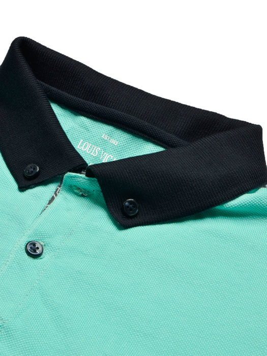 LV Summer Polo Shirt For Men-Cyan Green with Navy-BR12982