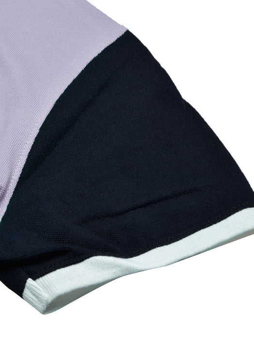 LV Summer Polo Shirt For Men-Light Purple with Navy-RT2350
