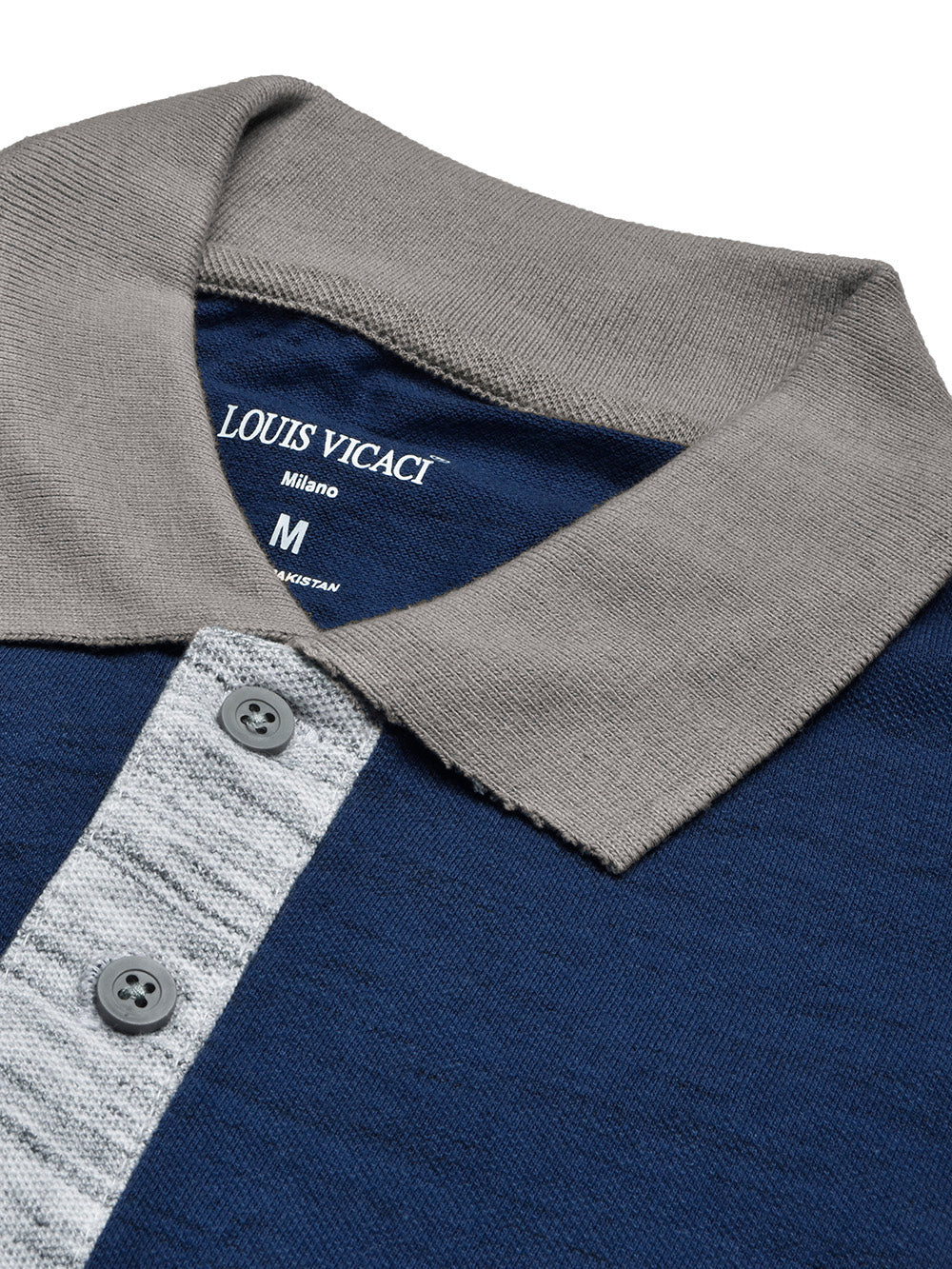 Summer Polo Shirt For Men-Dark Blue & Grey Melange-BR13112