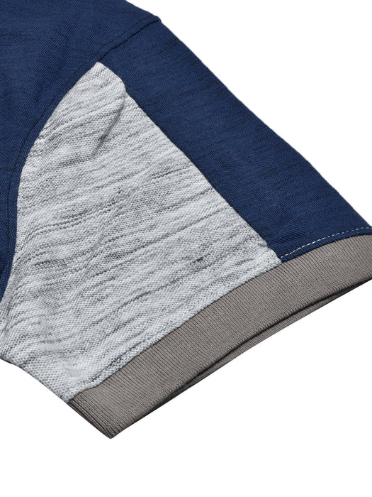 LV Summer Polo Shirt For Men-Dark Blue & Grey Melange-BR13112