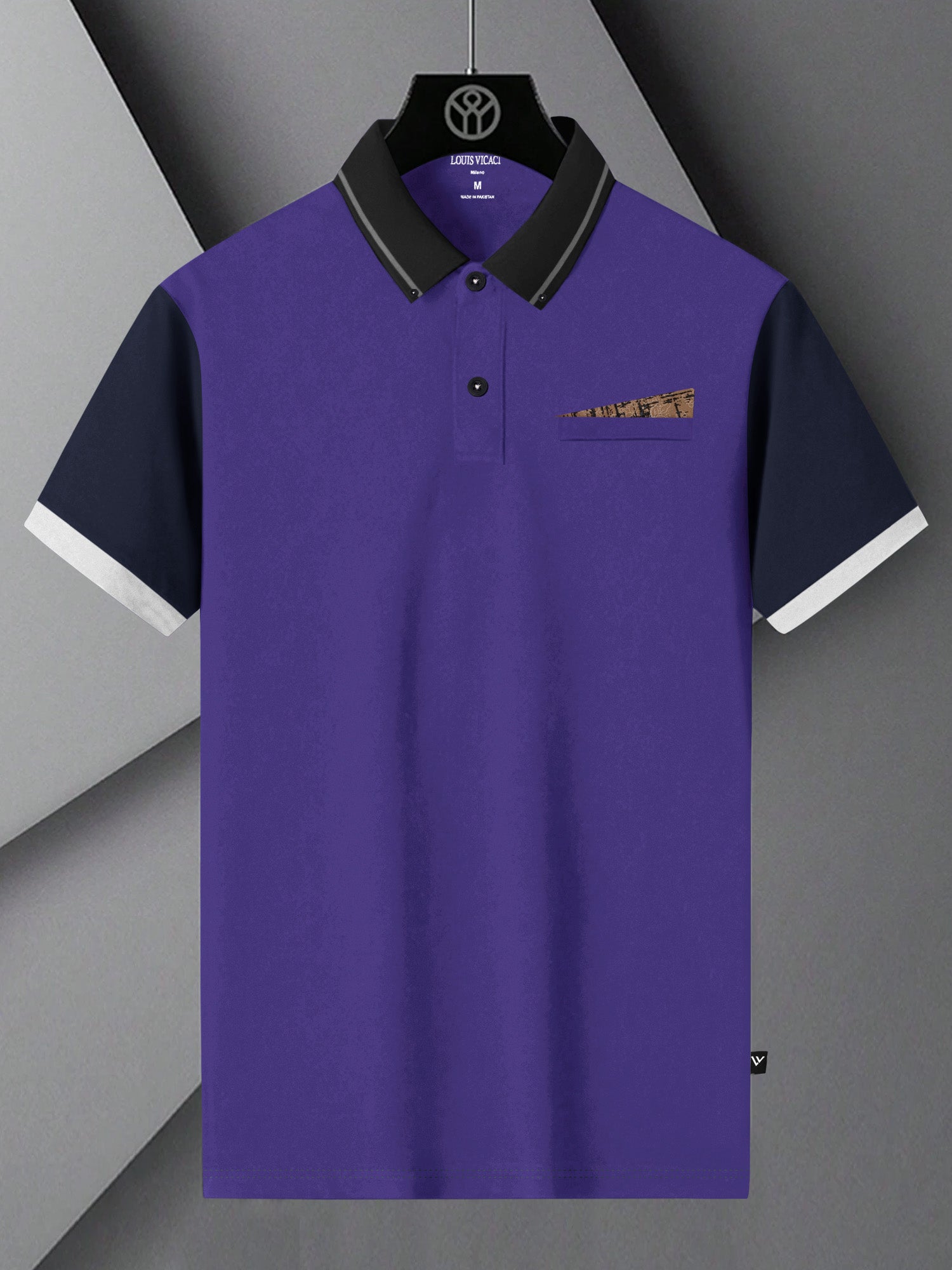 Summer Polo Shirt For Men-Purple & Navy-BR13042