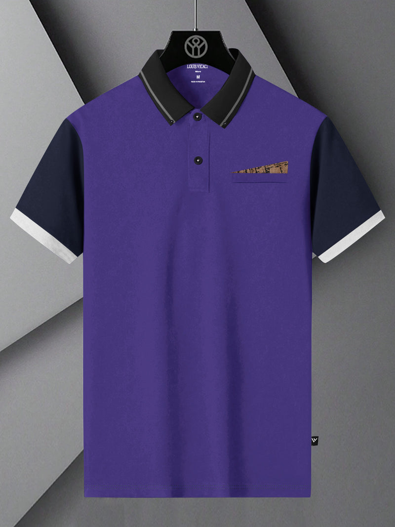 Summer Polo Shirt For Men-Purple & Navy-BR13042
