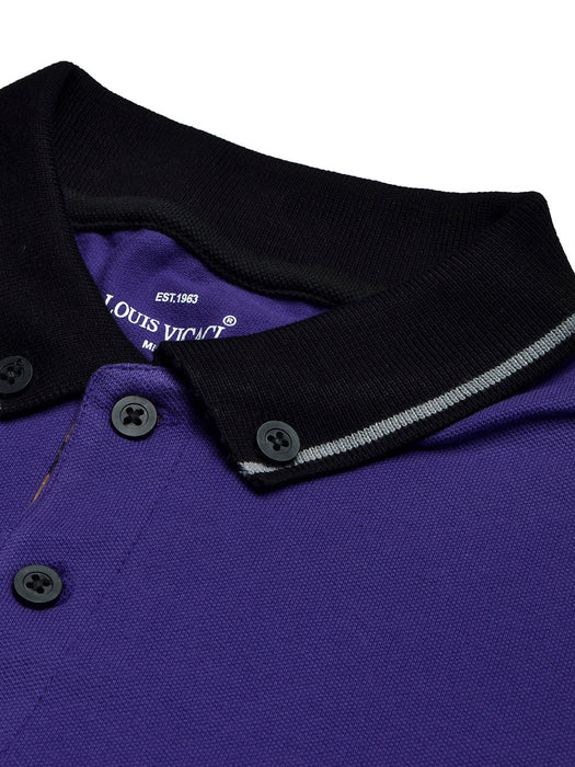 LV Summer Polo Shirt For Men-Purple & Navy-BR13042