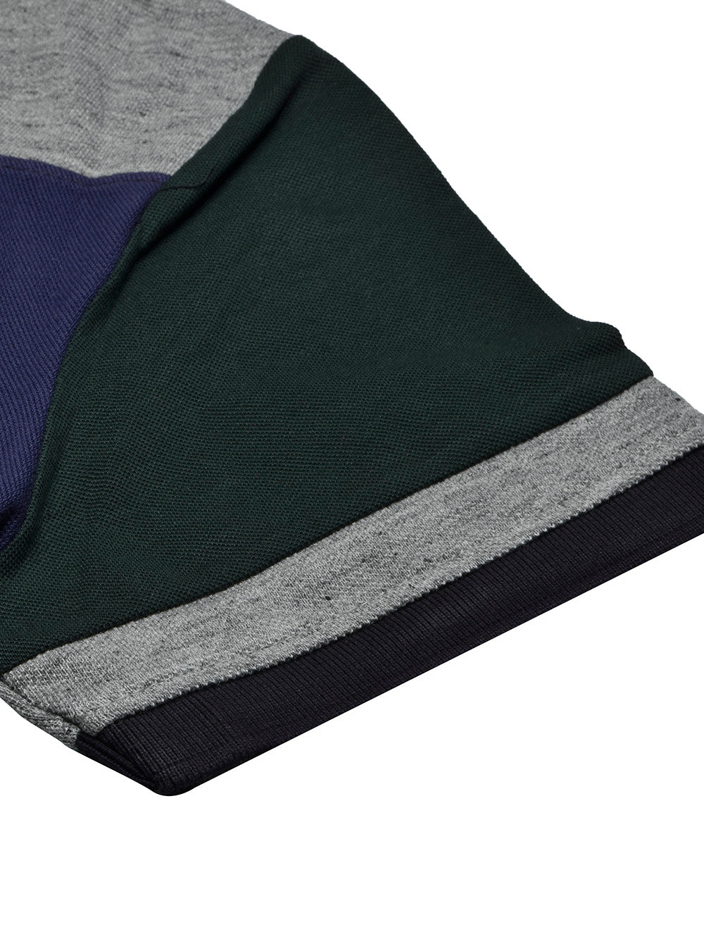 Summer Polo Shirt For Men-Dark Green with Blue & Grey Melange Panel-BR13072