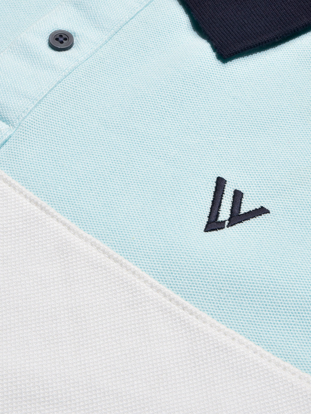 Summer Polo Shirt For Men-Light Cyan Green & White-BR13018