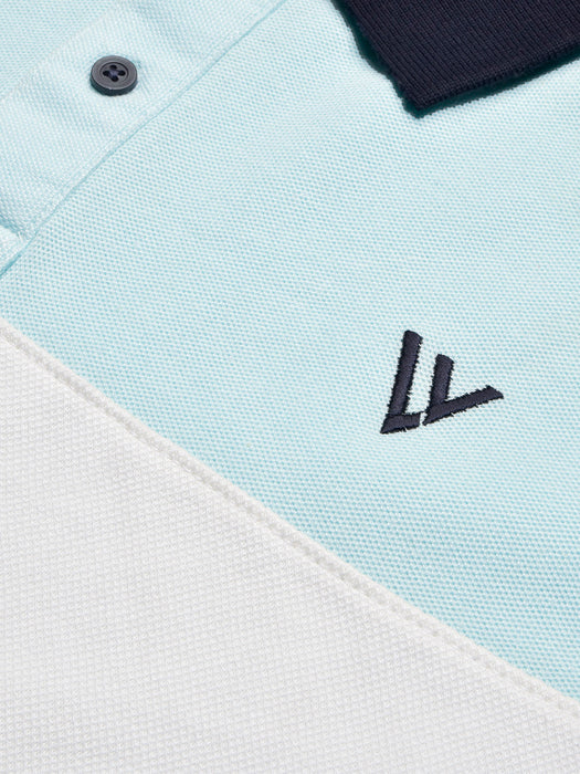 LV Summer Polo Shirt For Men-Light Cyan Green & White-BR13018