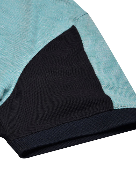 LV Summer Polo Shirt For Men-Light Cyan Melange & Dark Navy-BR13089