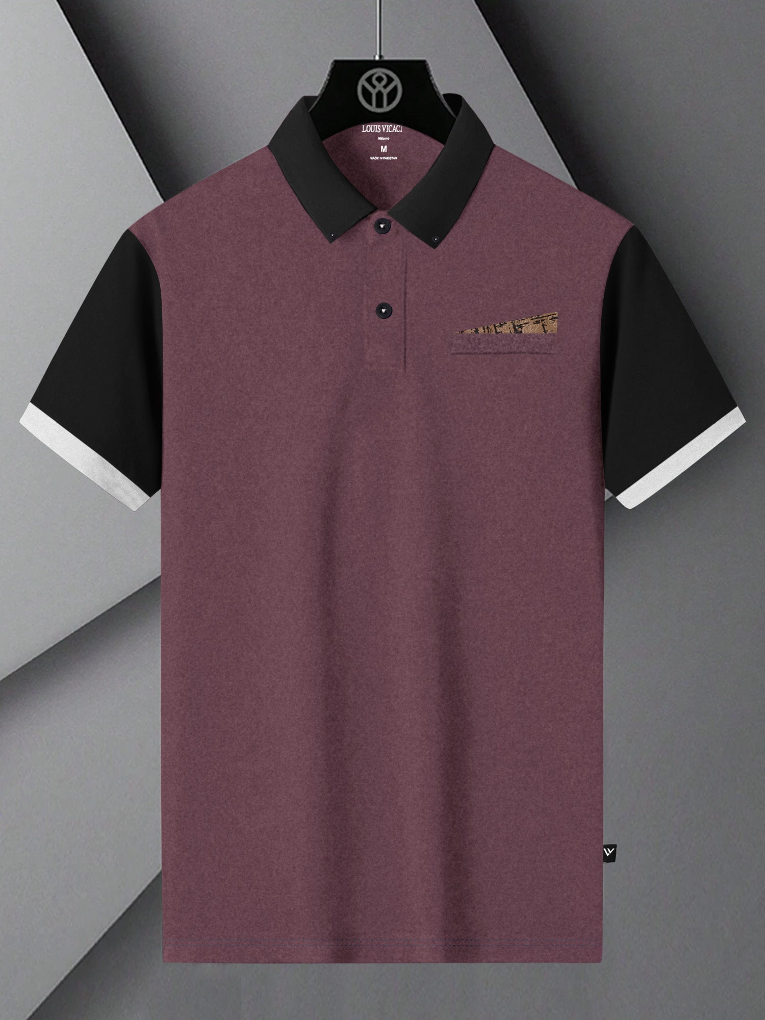 Summer Polo Shirt For Men-Light Maroon Melange with Black-BR12966