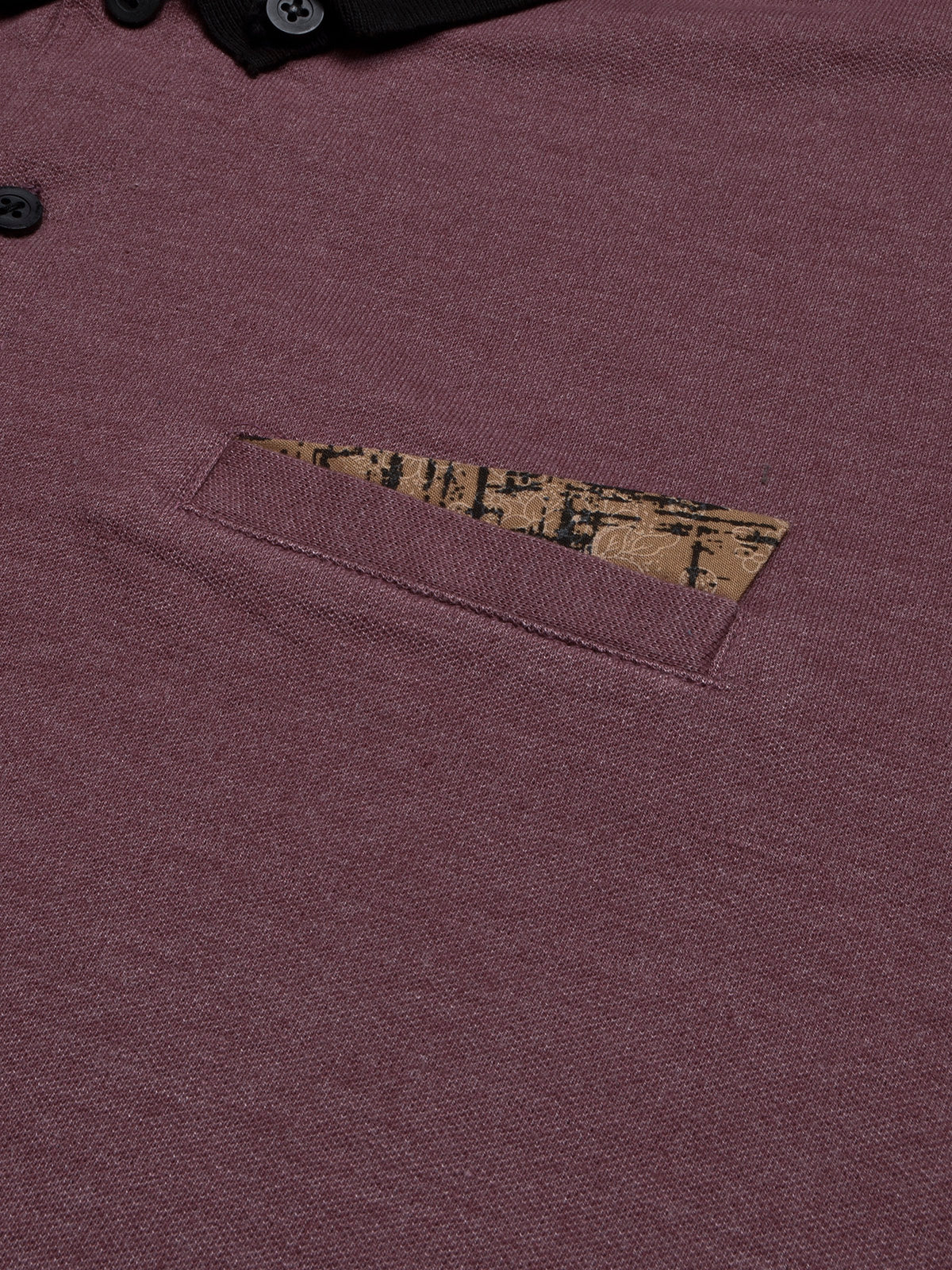 Summer Polo Shirt For Men-Light Maroon Melange with Black-BR12966