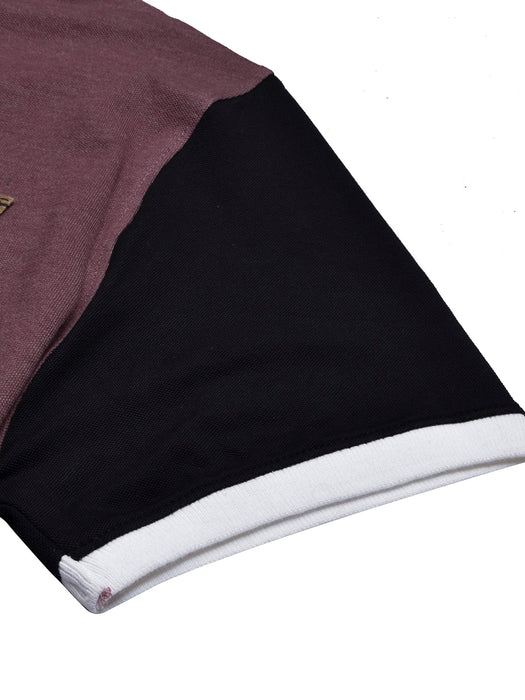 LV Summer Polo Shirt For Men-Light Maroon Melange with Black-BR12966