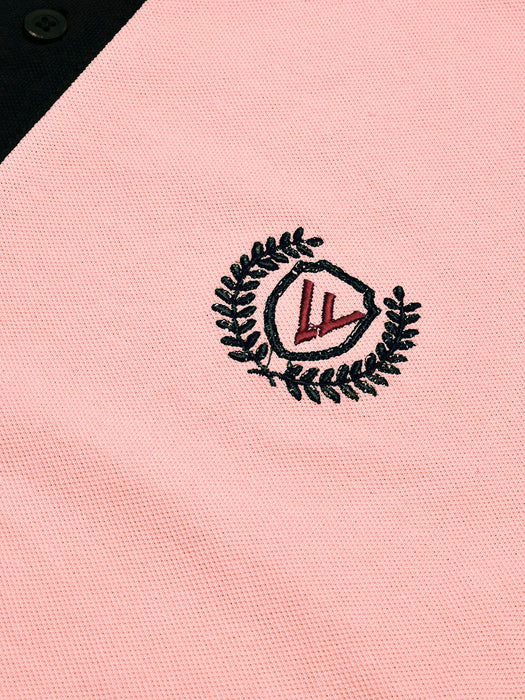 LV Summer Polo Shirt For Men-Light Peach & Dark Navy-BR13102