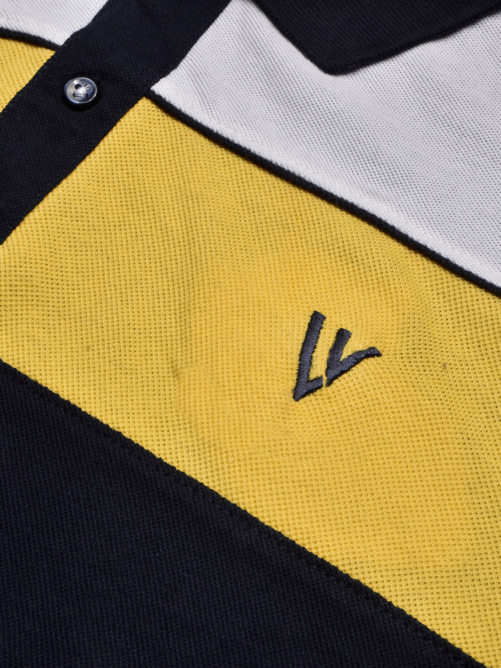 LV Summer Polo Shirt For Men-Navy with Yellow & White Panel-BR13021