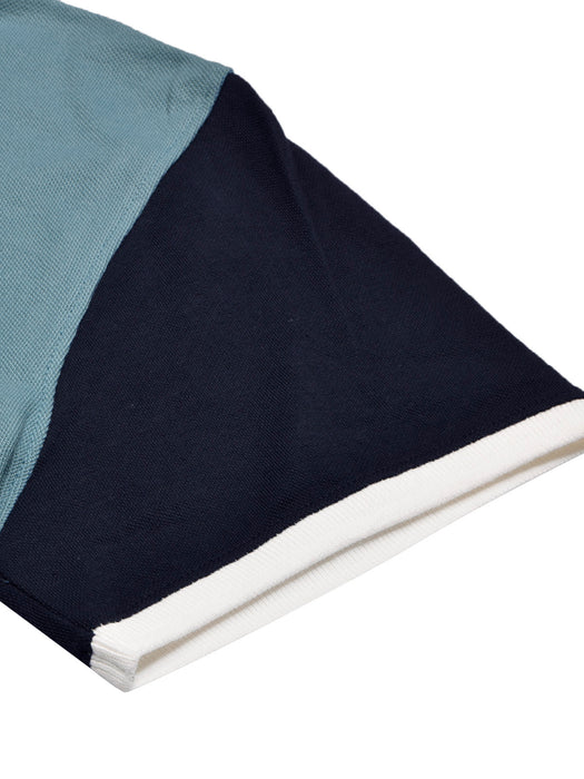 LV Summer Polo Shirt For Men-Ocean Blue with Navy-BR13014