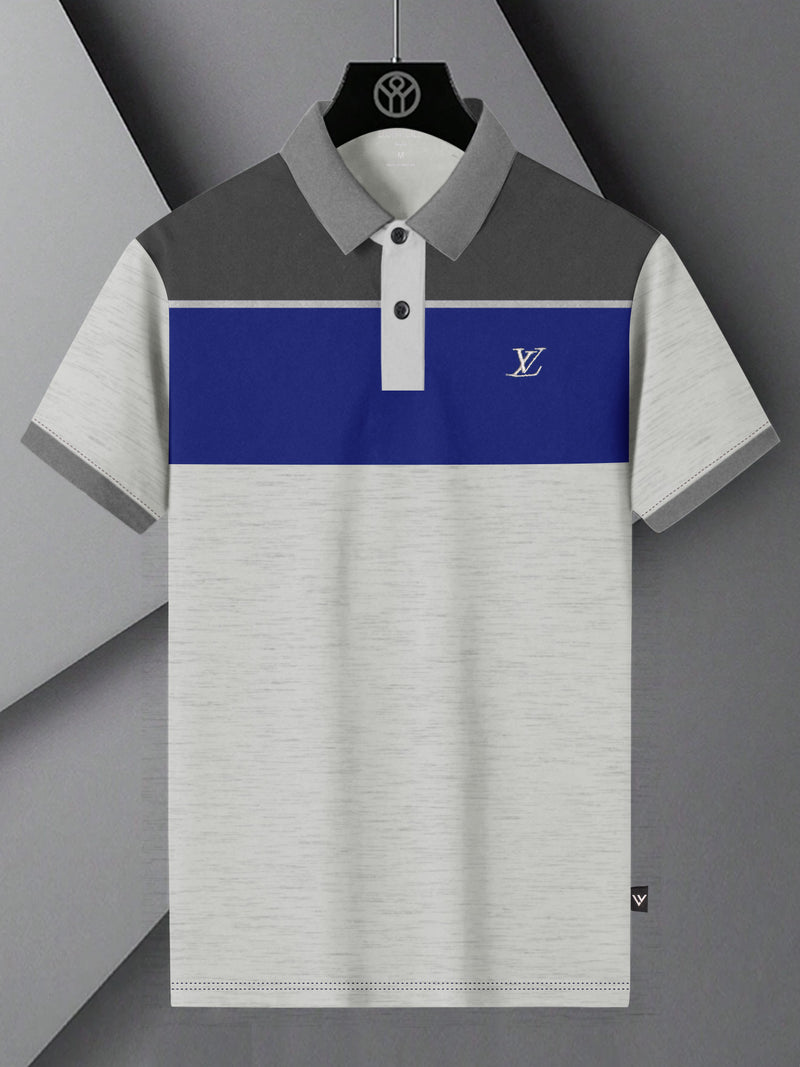 Summer Polo Shirt For Men-Off White Melange Panel-BR13068