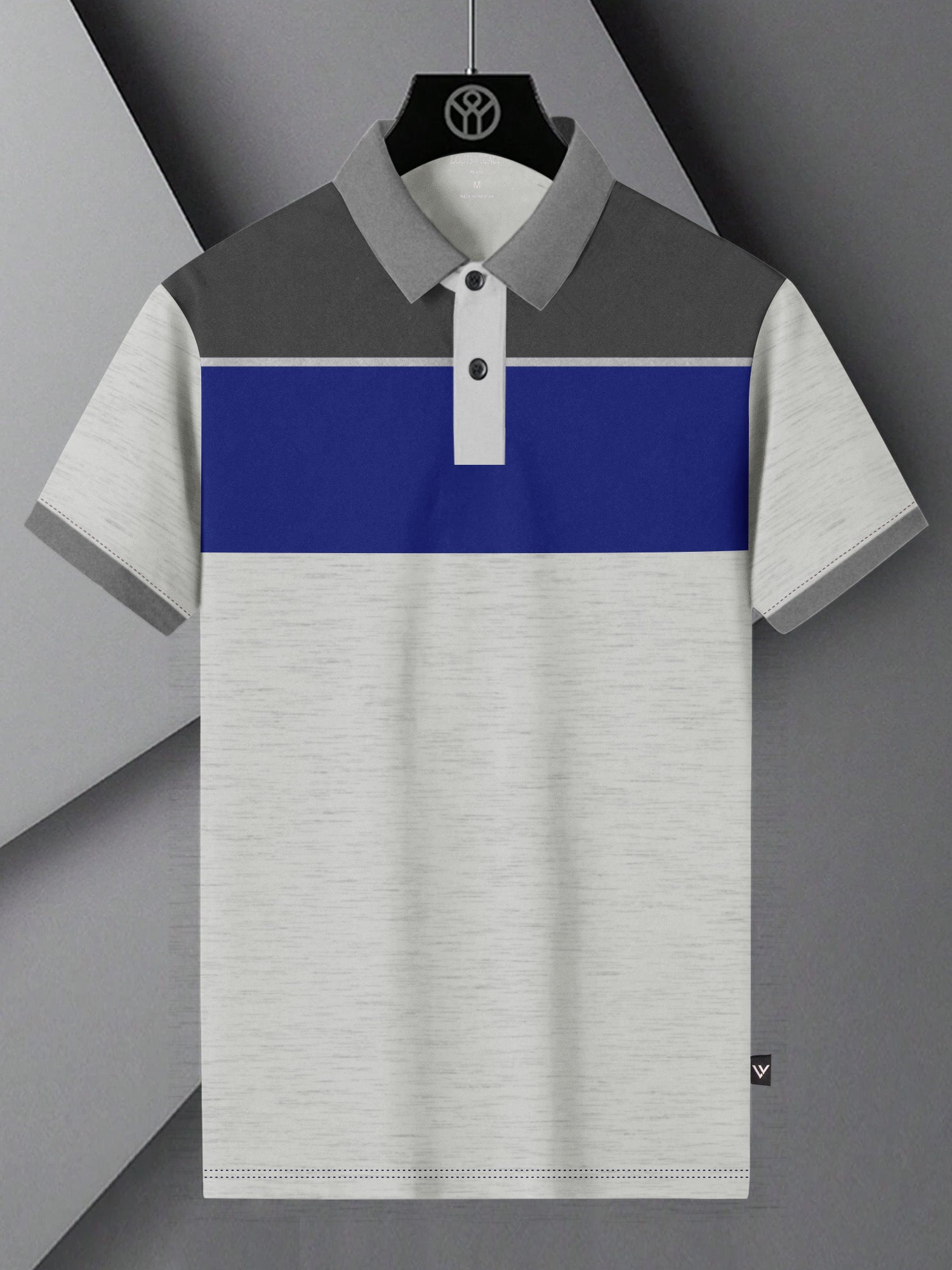 Summer Polo Shirt For Men-Off White Melange Panel-BR13068