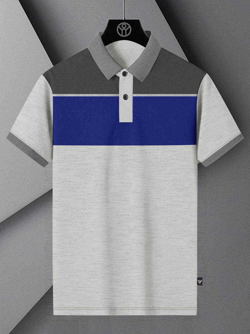 Summer Polo Shirt For Men-Off White Melange Panel-BR13068