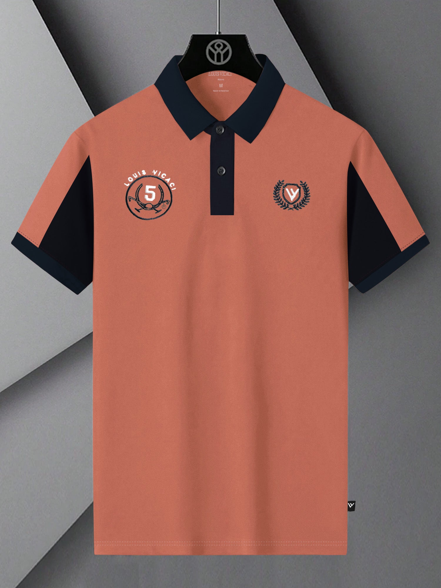 Summer Polo Shirt For Men-Orange & Dark Navy-BR13103