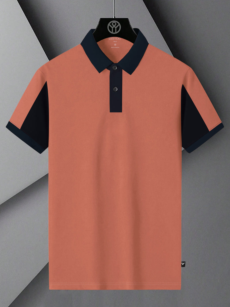 Summer Polo Shirt For Men-Orange & Dark Navy-BR13103