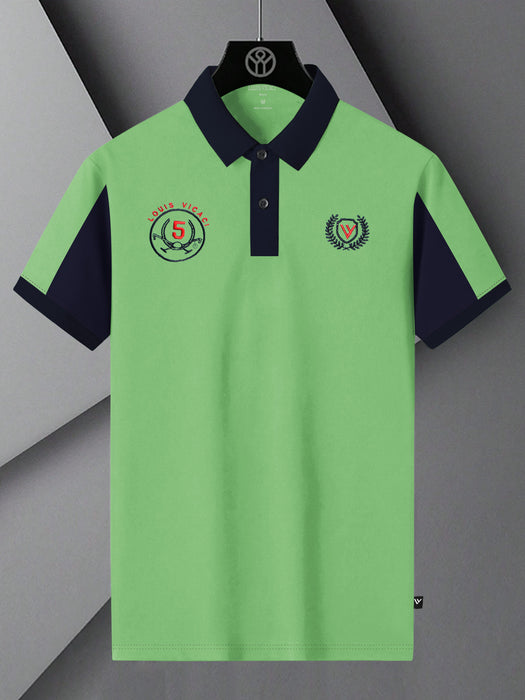 LV Summer Polo Shirt For Men-Parrot & Dark Navy-BR13093