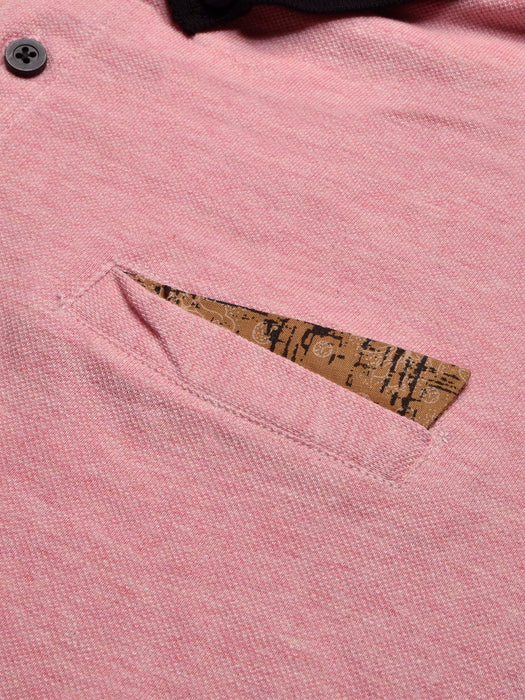 LV Summer Polo Shirt For Men-Pink Melange with Black-BR12983