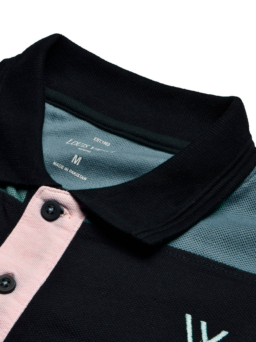 Summer Polo Shirt For Men-Pink with Navy & Bond Blue Panel-BR13117