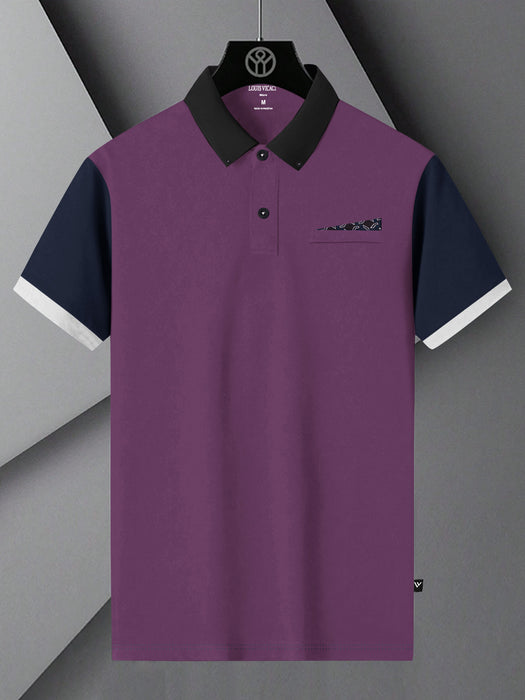 LV Summer Polo Shirt For Men-Purple with Navy-BR12964