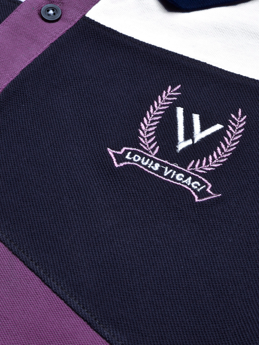 Summer Polo Shirt For Men-Purple with Navy & White Panel-BR13071