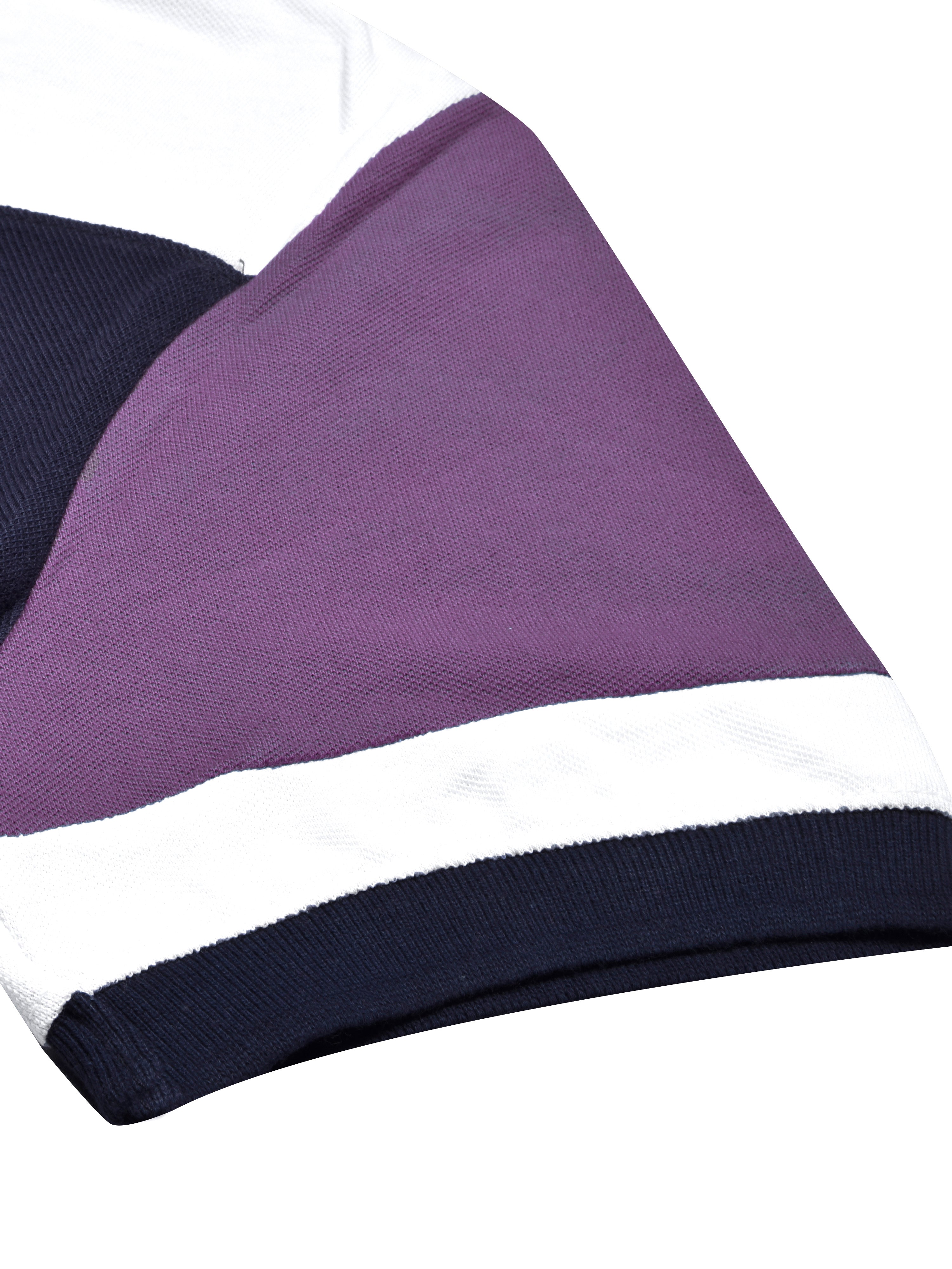 Summer Polo Shirt For Men-Purple with Navy & White Panel-BR13071