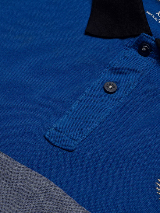 LV Summer Polo Shirt For Men-Royal Blue with Maroon & Navy Melange Panel-BR13076